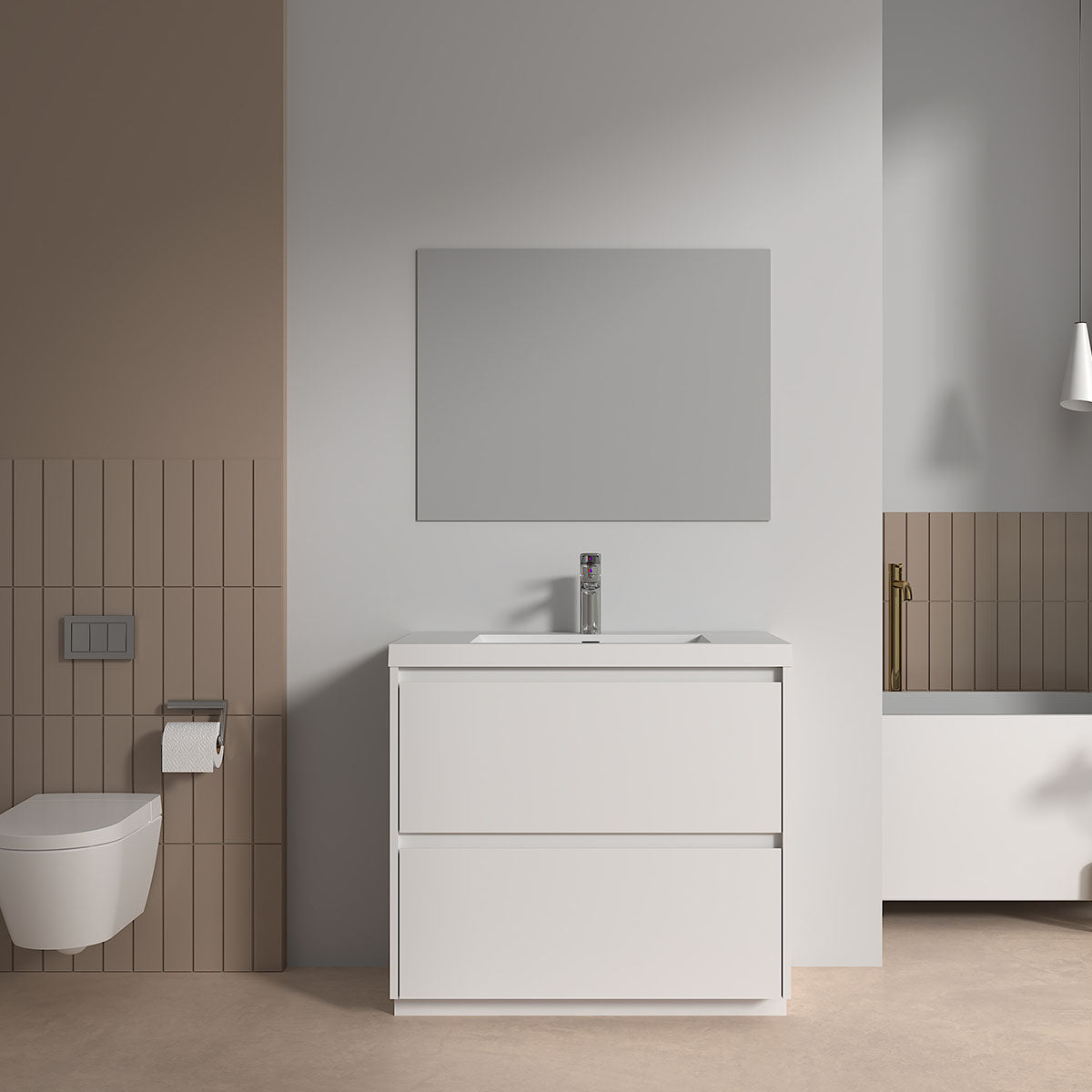 V9002 36" Vanity With Acrylic Sink Combo (Glossy White)  - Shop at Home Craft Studio - 1