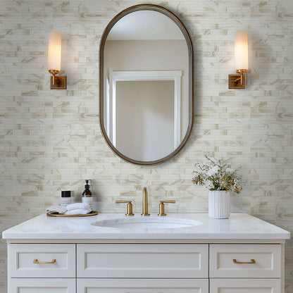 Ivory Amber Beveled Subway Tile