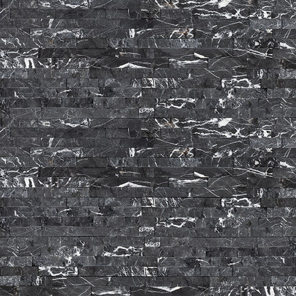 RockMount™ Stacked Stone Panels - Marquina Nero