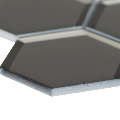Metallic Gray Beveled 3" Hexagon Mosaic Tile