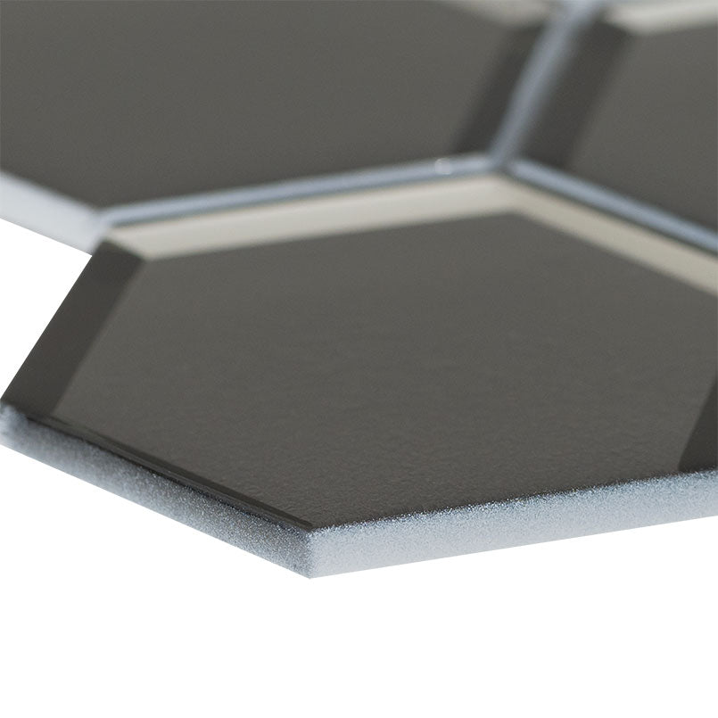 Metallic Gray Beveled 3" Hexagon Mosaic Tile