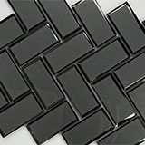 Metallic Gray Bevel Herringbone 8mm