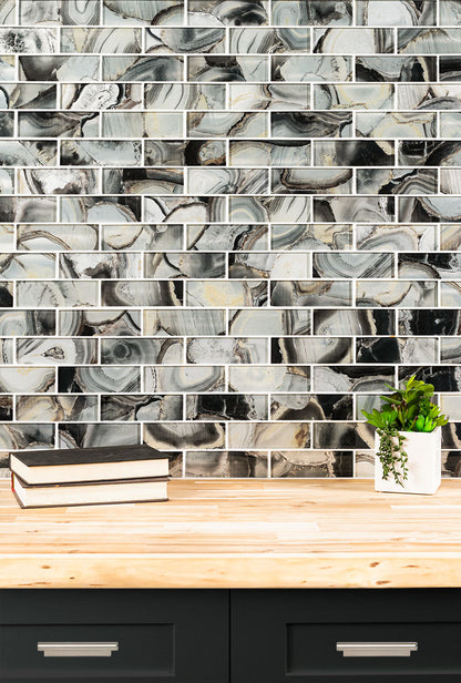 Midnight Agate 2x6 Subway Glass