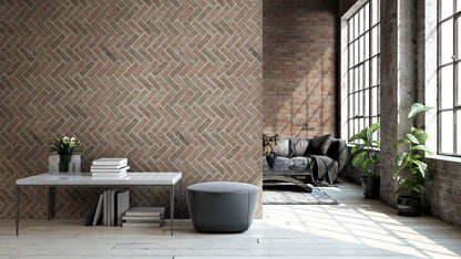 Noble Red Clay Brick Herringbone 2.25x7.5