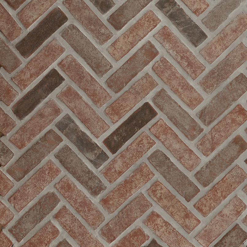 Noble Red Clay Brick Herringbone 2.25x7.5