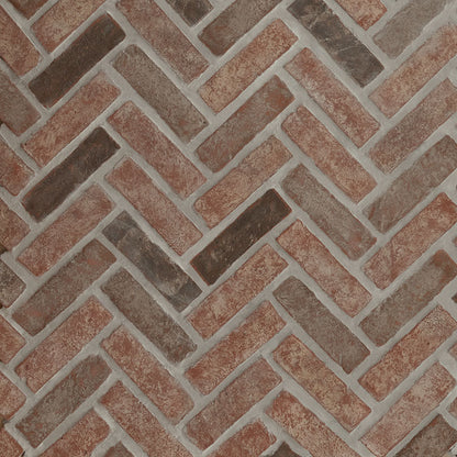 Noble Red Clay Brick Herringbone 2.25x7.5