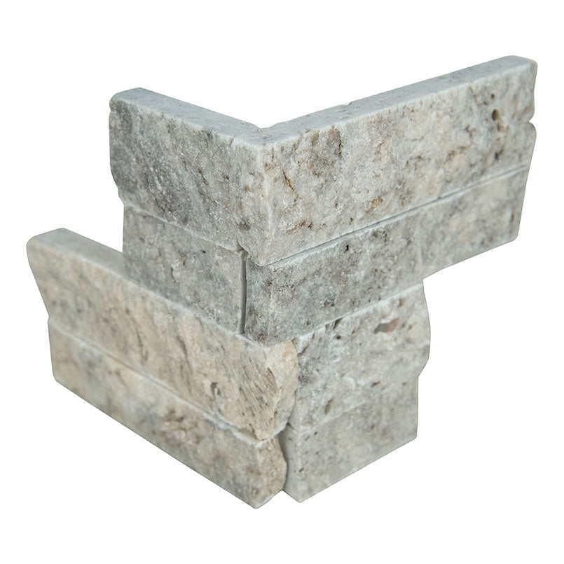 Silver Travertine Mini Panel Corner