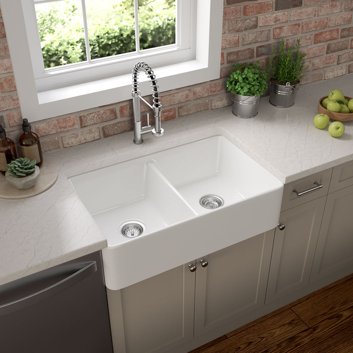 Fireclay Farmhouse White Double Bowl 5050-3220