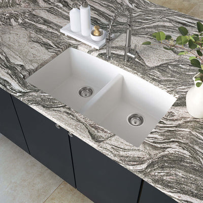 QUARTZ WHITE DOUBLE BOWL 50/50-3219 Kitchen Sinks - Shop at Home Craft Studio | Call 