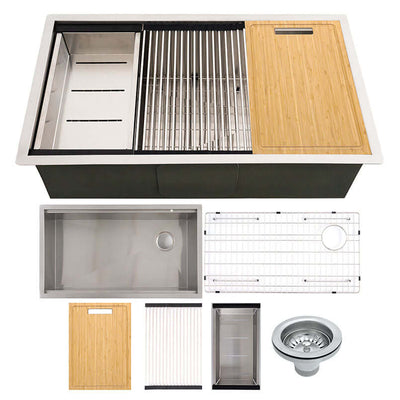 SS 16 GAU HANDCRAFTED WORKSTATION SINGLE BOWL-3319 Kitchen & Vanity Sinks - Shop at Home Craft Studio | Call 