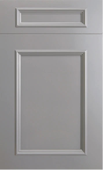 St. Martin Ridgewood kitchen cabinet door in warm gray painted finish - Home Craft Studio