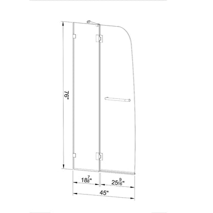 TS04 Allen Frameless Hinged Shower Door with Klearteck (3/8" Thickness) (Chrome)