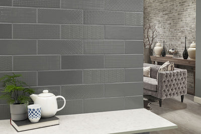 URBANO GRAPHITE 4X12 GLOSSY BULLNOSE Wall Tile, Bullnose - Shop at Home Craft Studio | Call 