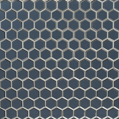 Vague Blue 3" Hexagon Mosaic Tile