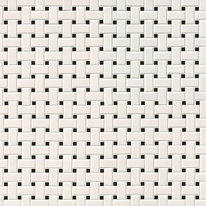 White And Black Matte Basket Weave Mosaic