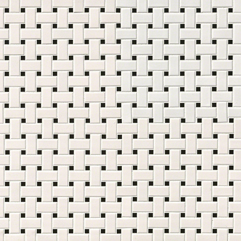 White And Black Matte Basket Weave Mosaic