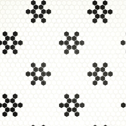 White And Black Mod Petal Pattern Matte