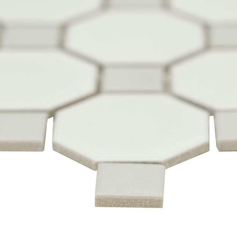 White And Gray Matte Octagon 6mm