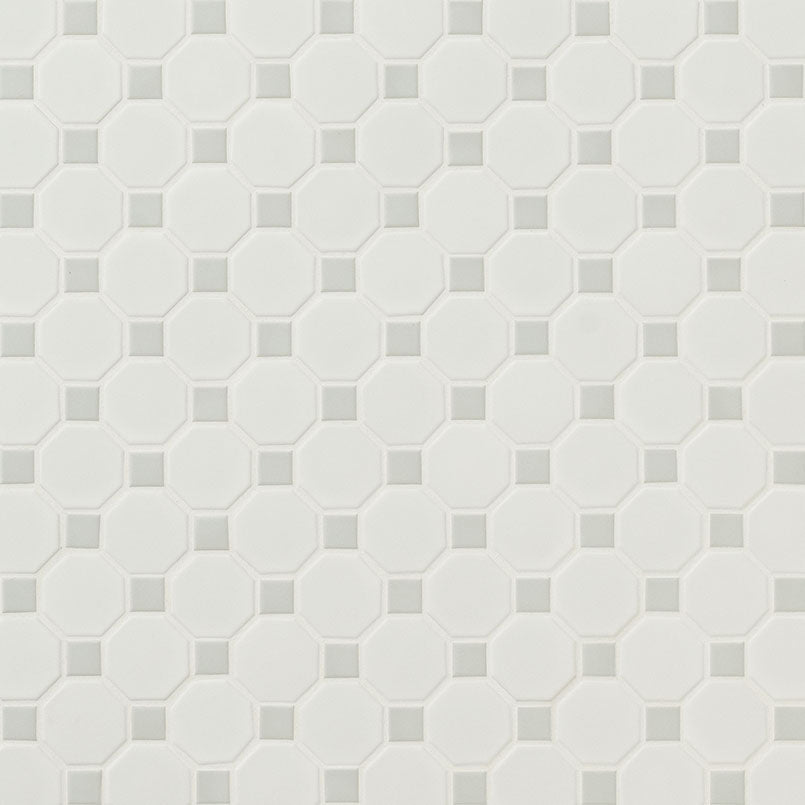 White And Gray Matte Octagon 6mm