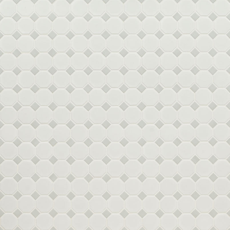 White And Gray Matte Octagon 6mm