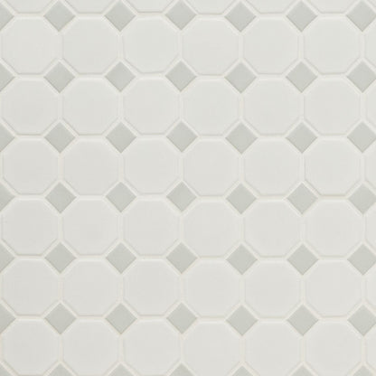 White And Gray Matte Octagon 6mm