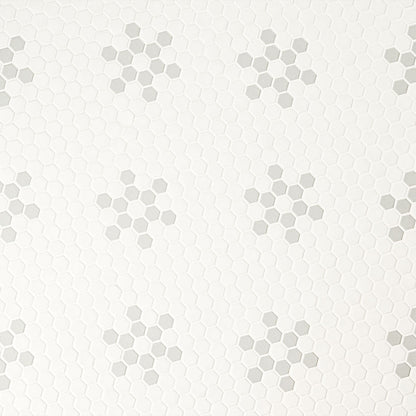 White And Gray Mod Petal Pattern Matte