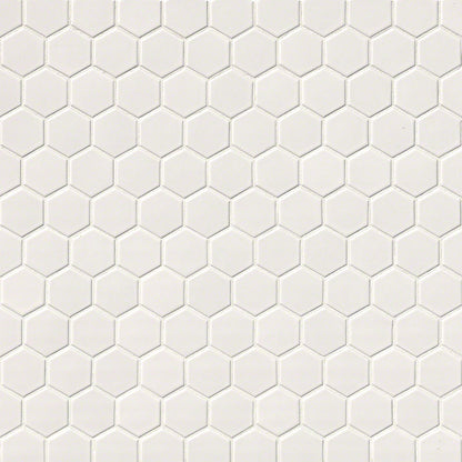 White Glossy 2” Hexagon Mosaic Tile