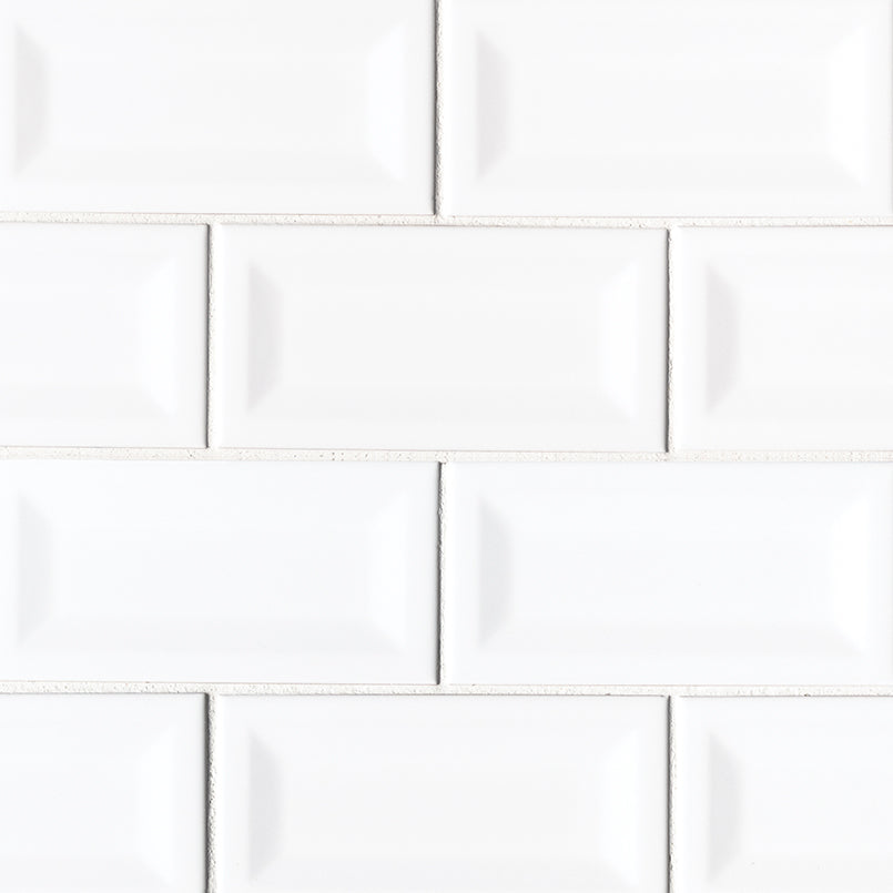 White Glossy 3X6 Inverted Beveled