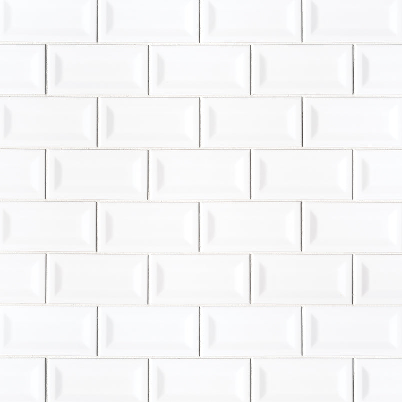 Inverted Bevel White Subway Tile