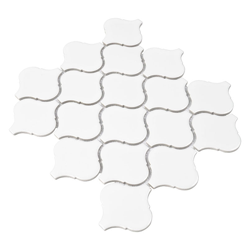 White Glossy Arabesque Tile