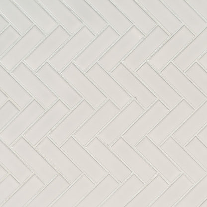 White Glossy Herringbone Mosaic