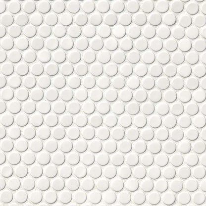 White Glossy Penny Round Mosaic