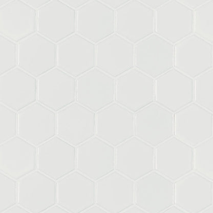 White Matte 2” Hexagon Mosaic Tile