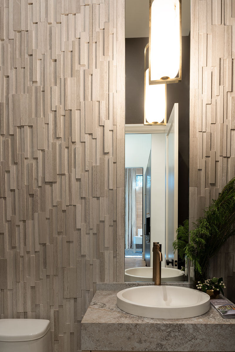 RockMount™ Stacked Stone Panels - White Oak 3D Honed