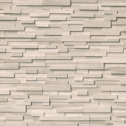 RockMount™ Stacked Stone Panels - White Oak 3D Honed