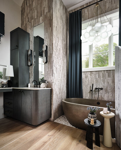 White Oak Splitface Stacked Stone Panels