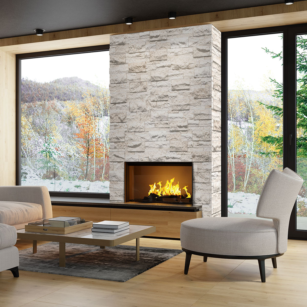 XL RockMount™ Stacked Stone Panels - Mayra White