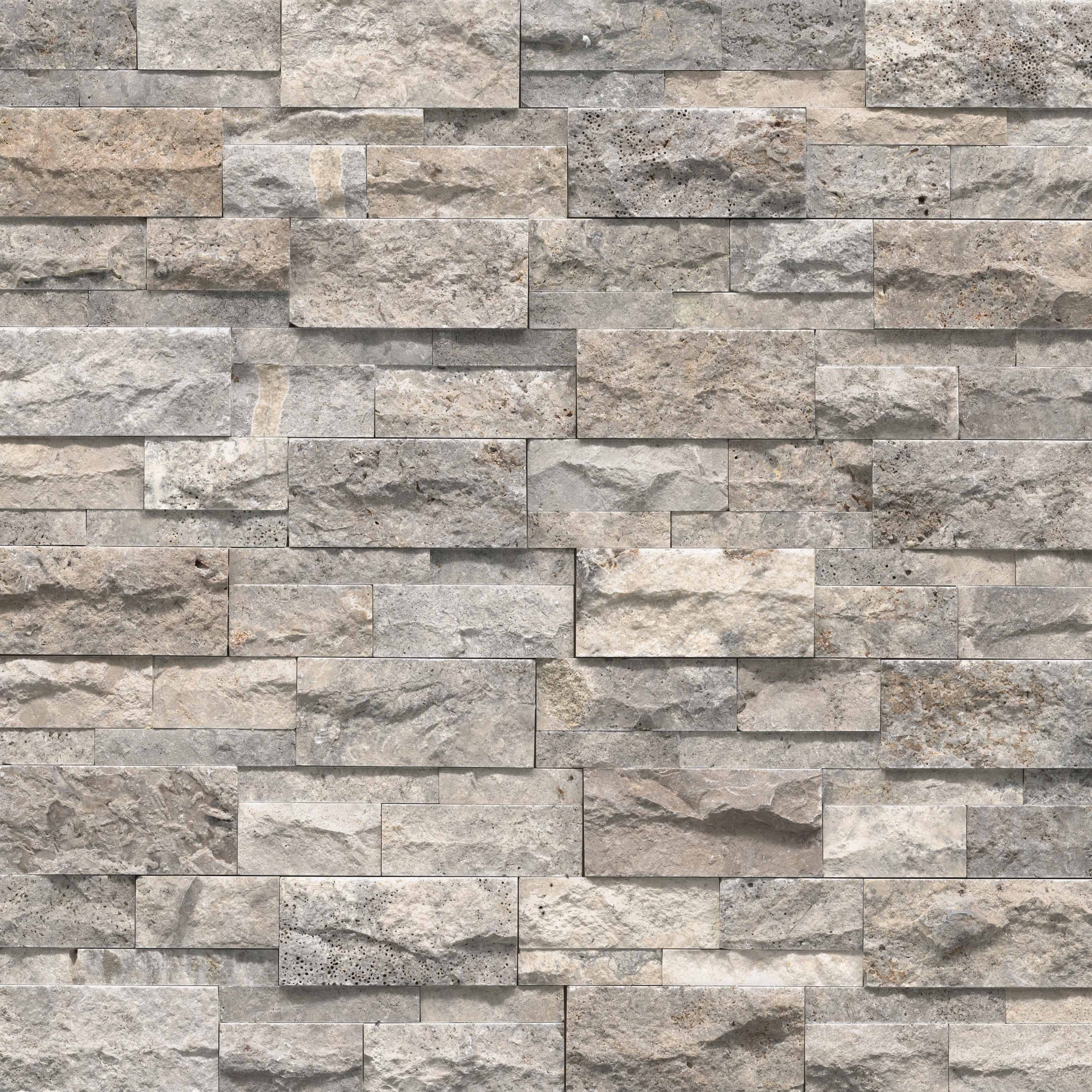 Silver Travertine XL RockMount Stacked Stone Panels
